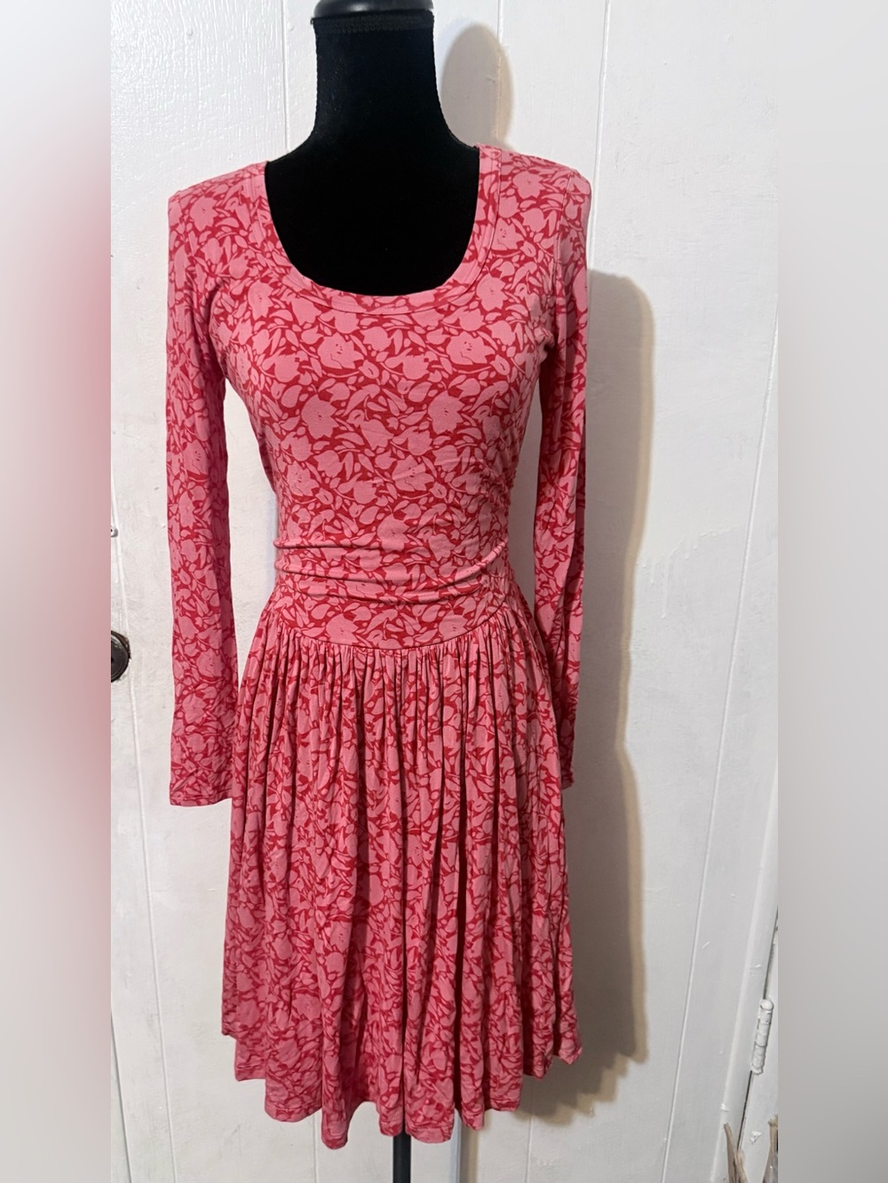 Old Navy Rose-Pink Floral Long Sleeve Fit & Flare Dress